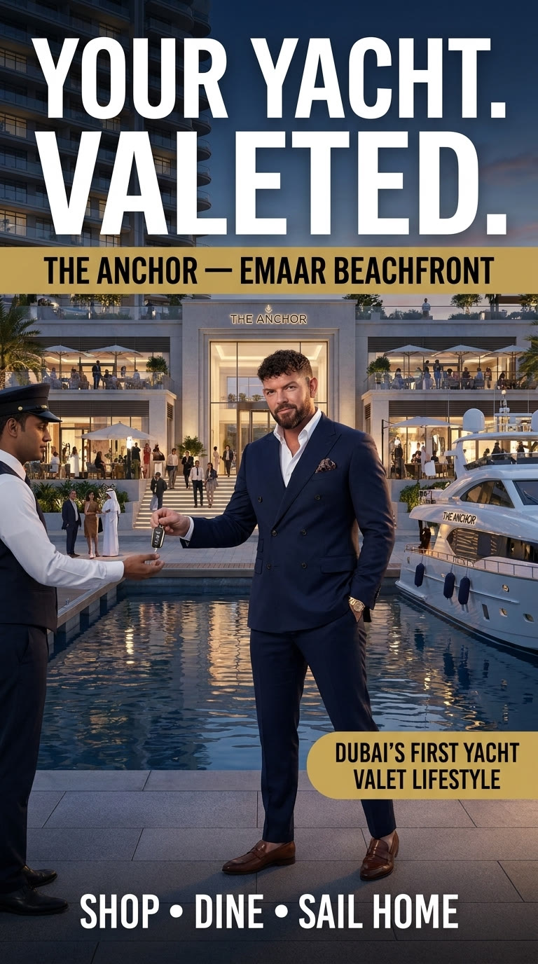 Yacht valet lifestyle property advert — graphic design by Eleven G Media