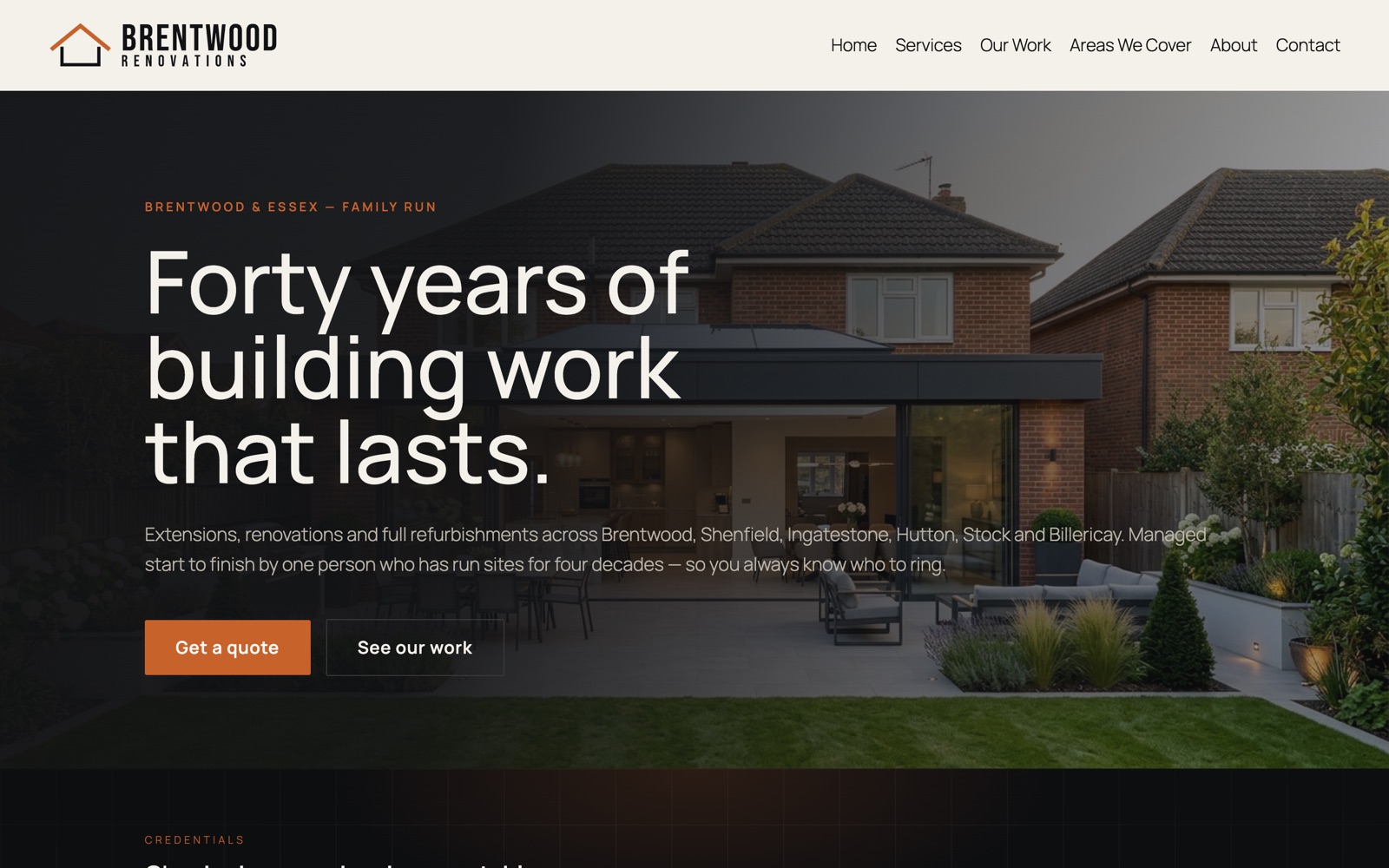 Trade startup package website built for a UK trade business